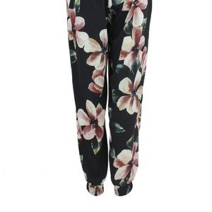 Frank Lyman Womens Pants 12 Black  Floral Print